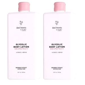 2X Dani beauty Glycolic Body Lotion GrapeFruit Hydrate & Repair 16 Oz Set Of Two
